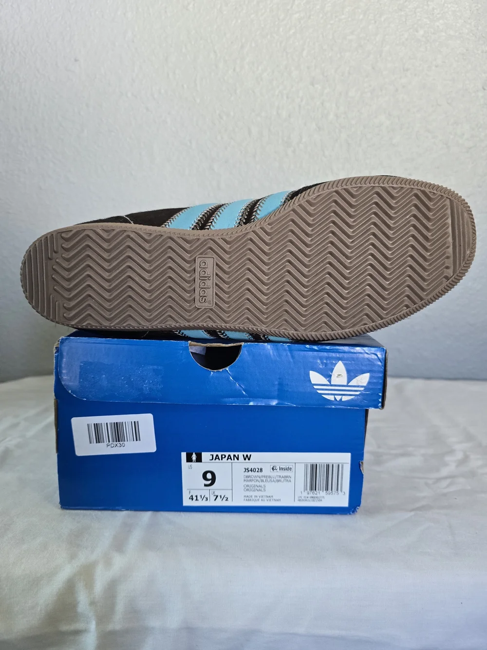 adidas Japan W Black Sneaker with Light Blue Stripes